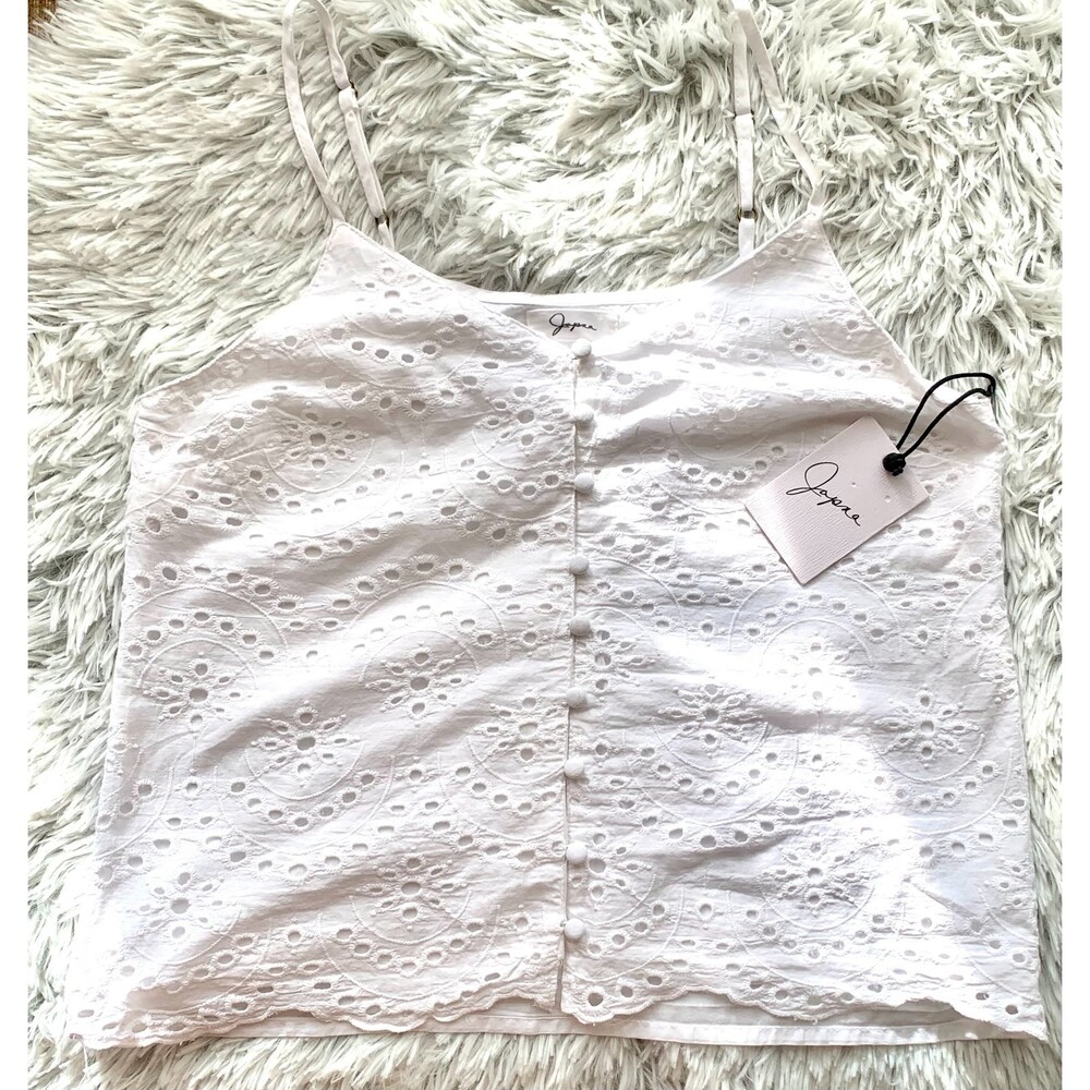 Japra V Neck Button Down White Camisole Blouse Size Small NWT